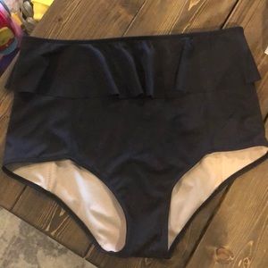 Black, ruffle swim bottoms
